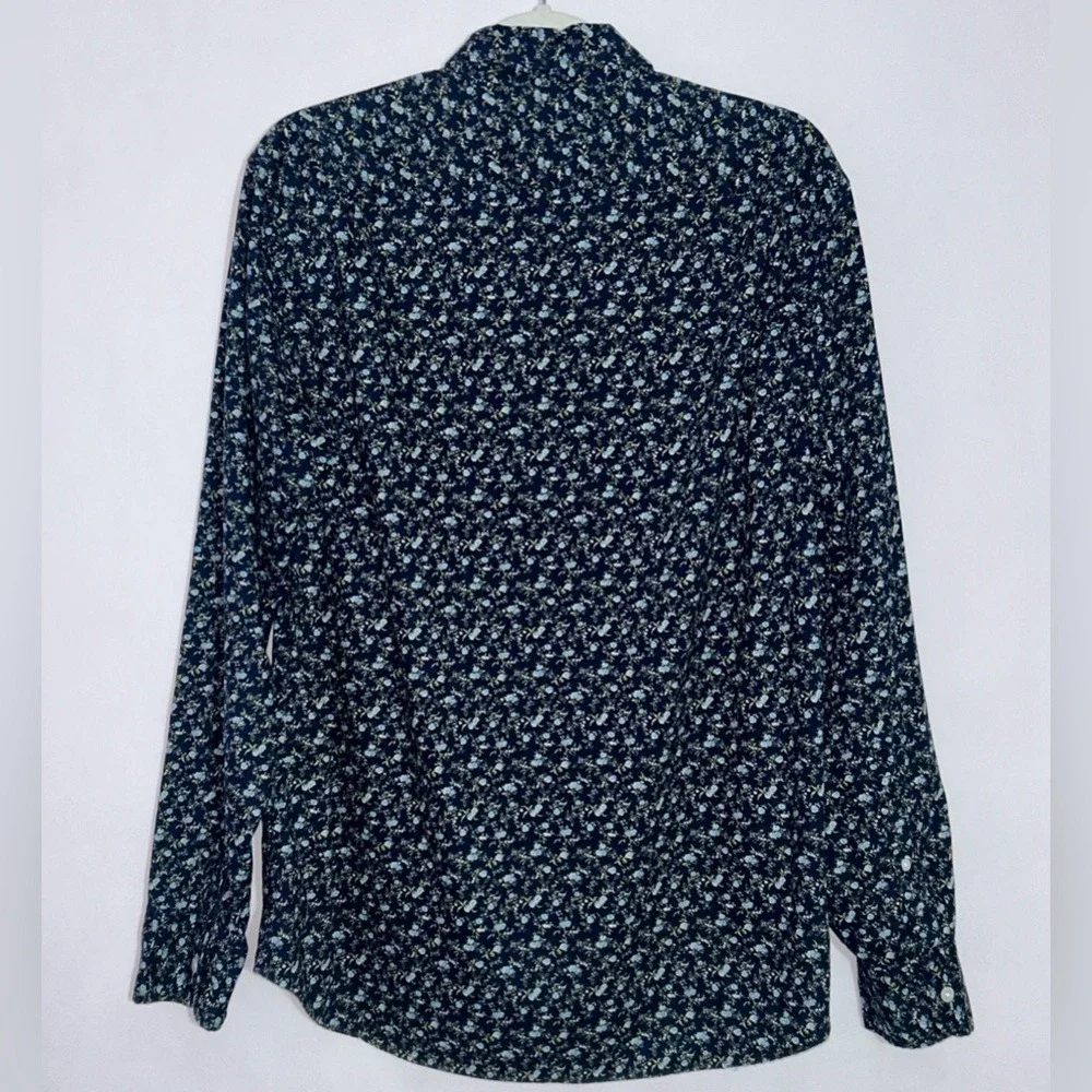 J. Crew‎ Men's Shirt Floral Button Down Navy Blue Cotton Size Medium